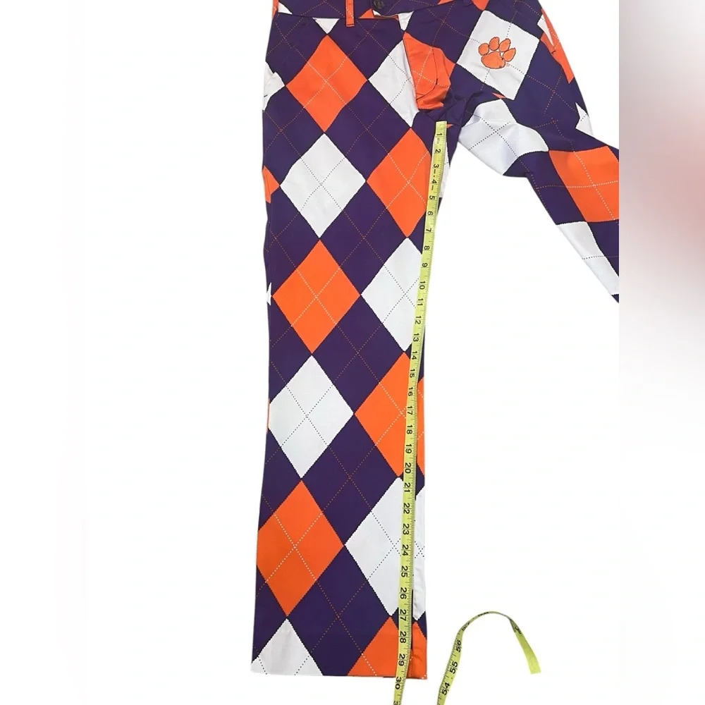 Loudmouth Golf Clemson Tigers Pants 30 x 29.5 Argyle Orange Purple Preppy Cool